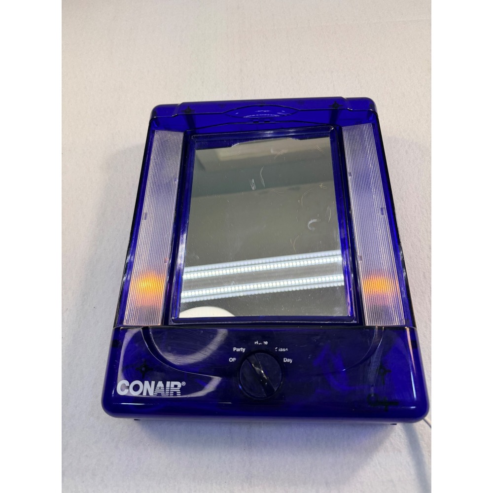 Conair Lighted Makeup Mirror Translucent Blue Y2K 4 Settings Day Office Home